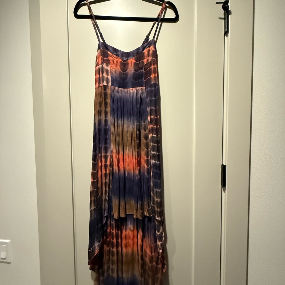 Elegant Multicolor Tie-Dye Maxi Dress